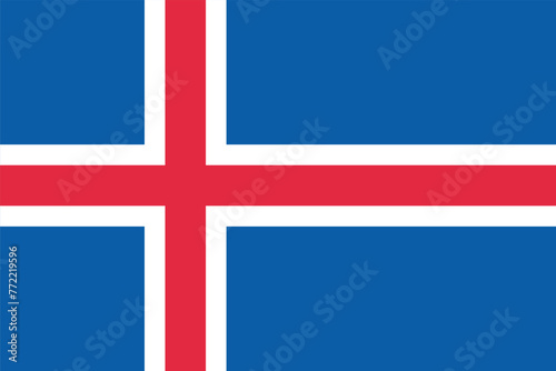 Iceland flag. The Icelandic flag, a red cross with a white border on a blue background. Symbol of the Republic of Iceland.