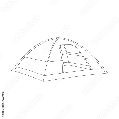 Hand drawn Kids drawing Cartoon Vector illustration camping tent icon Isolated on White Background