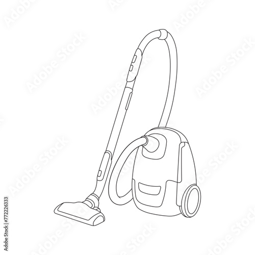 Hand drawn Kids drawing Cartoon Vector illustration vacuum cleaner icon Isolated on White Background