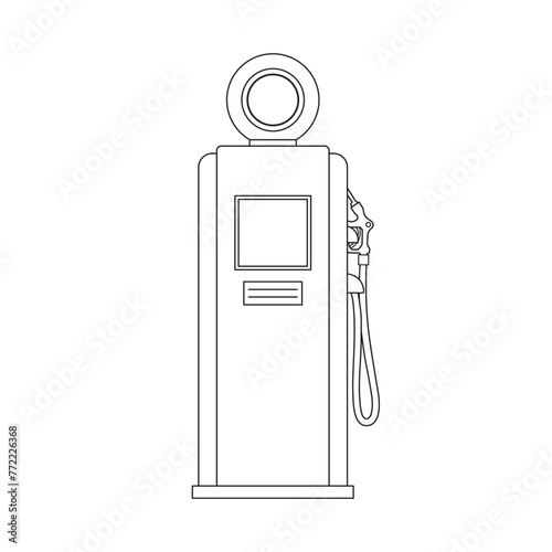Hand drawn Kids drawing Cartoon Vector illustration vintage gas pump icon Isolated on White Background