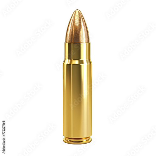 gold bullet cartridge on isolated transparent background
