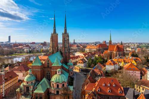 Beautiful view of the old town of Wroclaw and the Odra River. Wroclaw, Poland photo