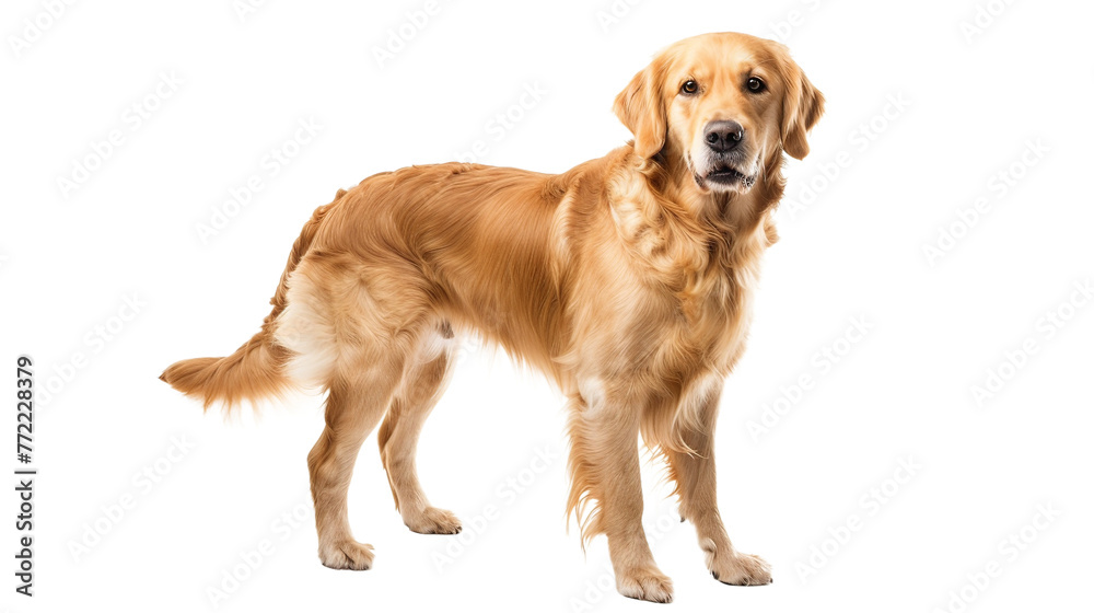 Golden retriever dog standing isolated on transparent background