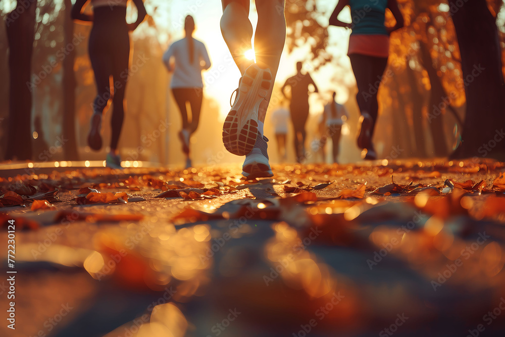 In the morning, the athletes conducted jogging training in the park. Go ...