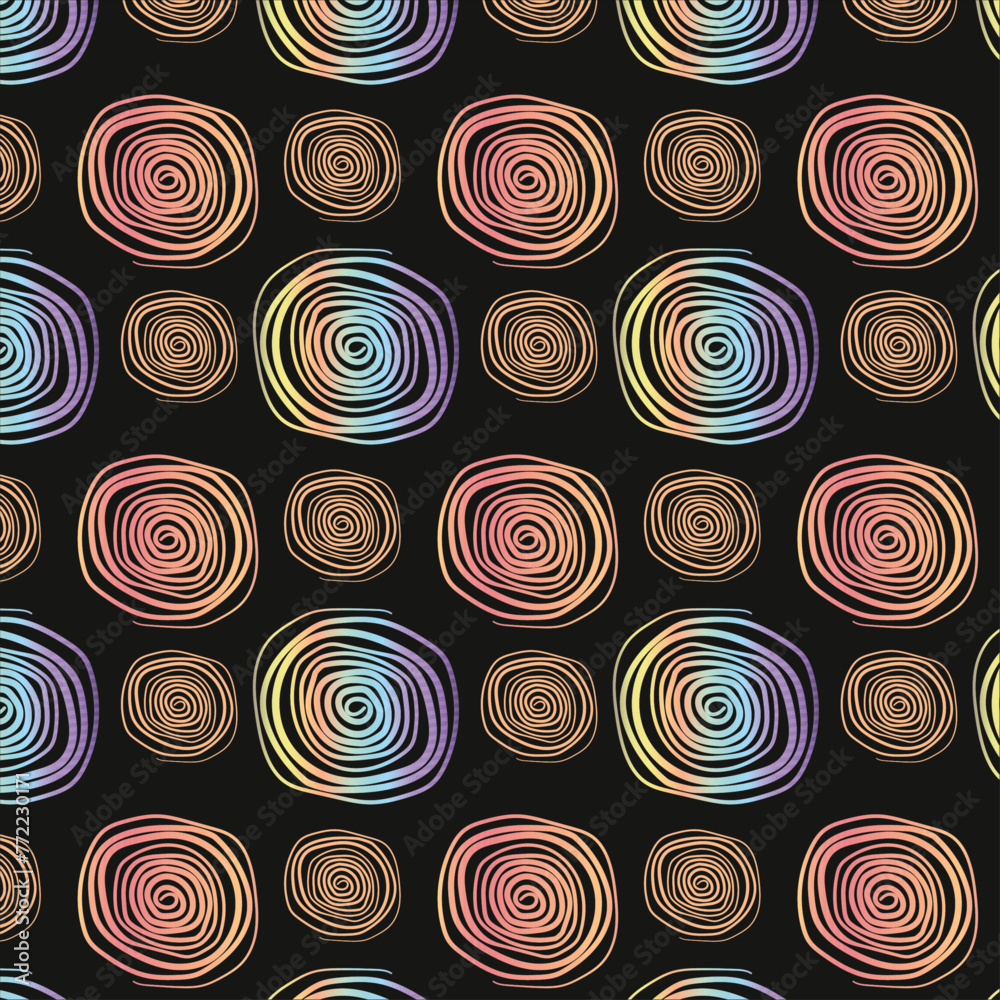seamless pattern with hand drawn gradient colored spirals seamless pattern with hand drawn gradient colored spirals