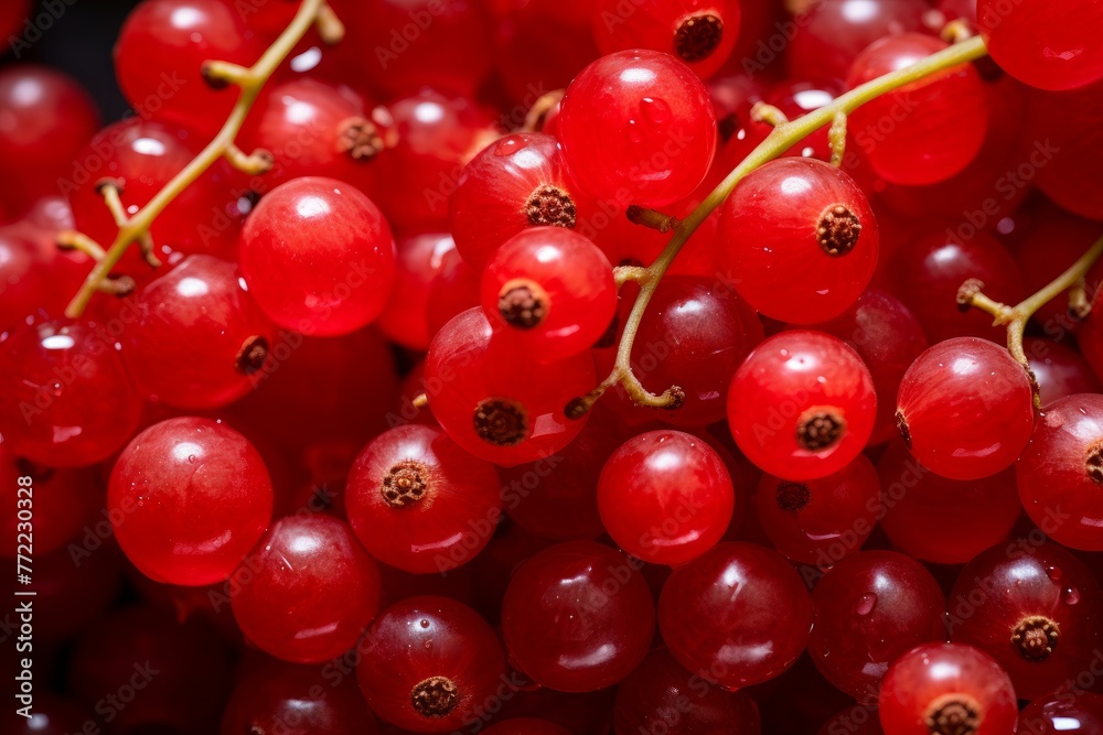 Tart Red currant berries closeup. Diet food. Generate Ai Tart Red currant berries closeup. Diet food. Generate Ai