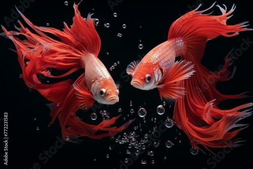 Hardy Red fighting fishes. Underwater animals. Generate Ai