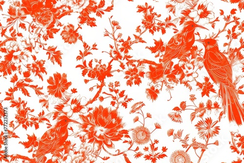 Watercolor Seamless pattern with orange and white