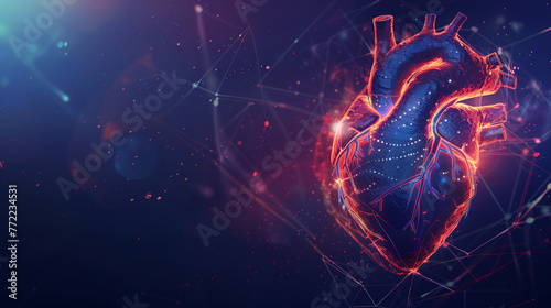 Visualization of health and the healthcare system in modern society with a heart on a modern background, created with generative AI technology