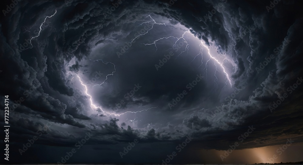 Thunderclouds vortex with flashes of light