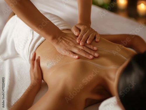 Woman Receiving Back Massage at Spa © Jelena