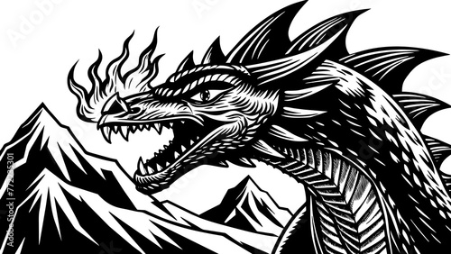 Fire breathing dragon and svg file