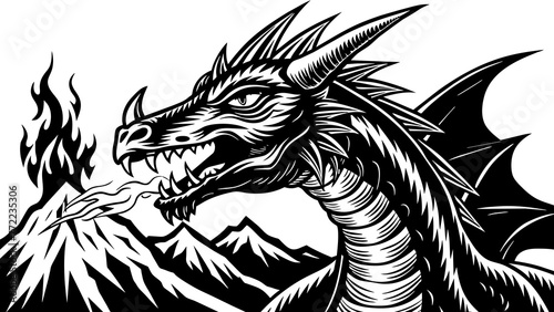 Fire breathing dragon and svg file photo