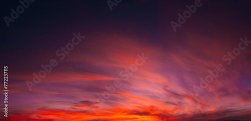 Fototapeta Naklejka Na Ścianę i Meble -  Sunrise Bright Dramatic Sky. Scenic Colorful Sky At Dawn. Sunset Sky Natural Abstract Background In Blue Pink Red Orange Colors.