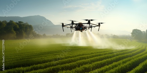 Agrodrone for processing fields, smart farming. Generative AI.