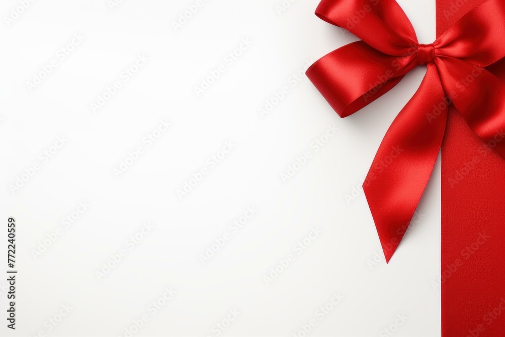 Luxurious Red ribbon mockup gift. Heart day. Generate Ai Luxurious Red ribbon mockup gift. Heart day. Generate Ai