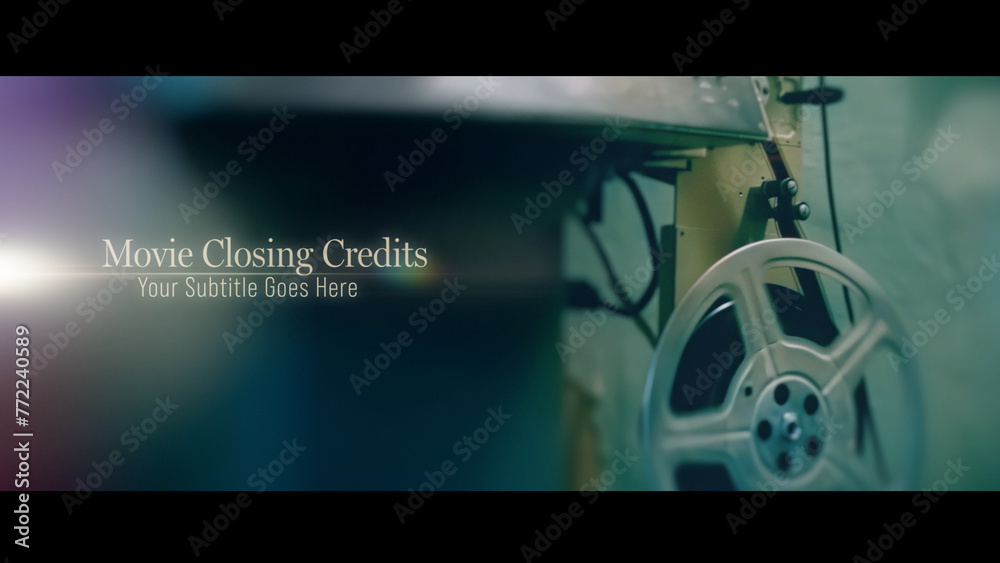 Movie Closing Credits Template Titles Against the Background of a Film