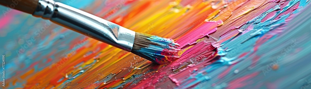 A painting brush stroking colors into the wind creating aurora-like skies A painting brush stroking colors into the wind creating aurora-like skies