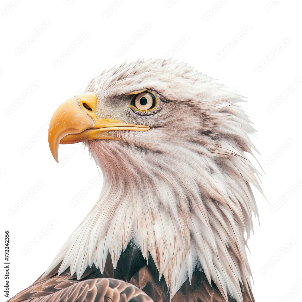 Bald eagle, a sea eagle bird of prey with a yellow beak in Accipitridae family Bald eagle, a sea eagle bird of prey with a yellow beak in Accipitridae family