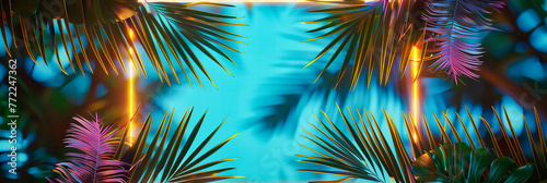 Tropical Palm Against a Bright Blue Sky, A Single Frame That Captures the Essence of Summer and Exotic Vacations