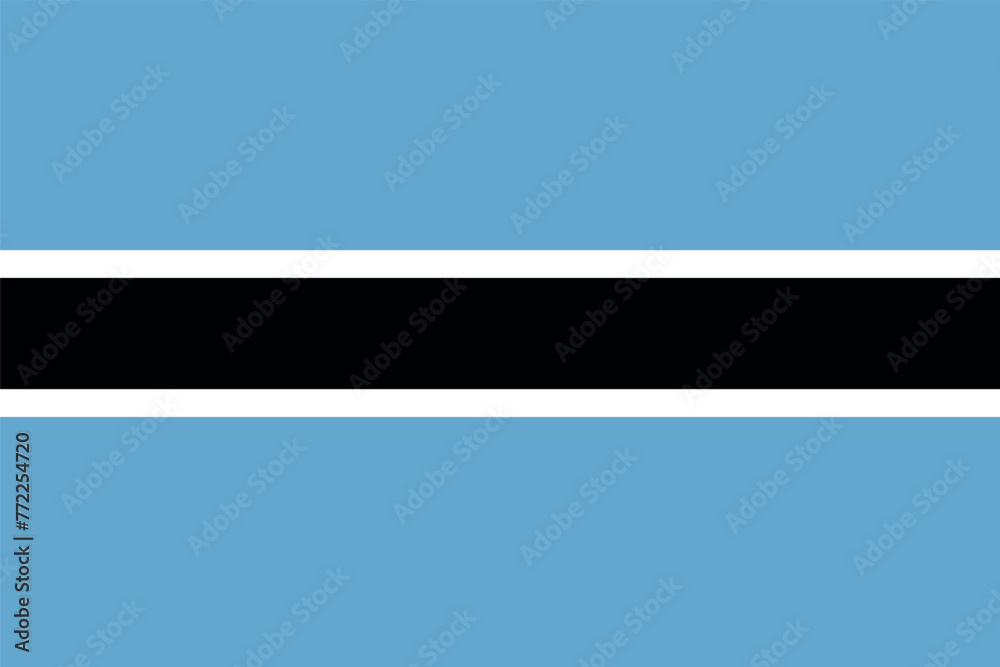 Flag of Botswana. Blue striped flag. State symbol of the Republic of Botswana. Flag of Botswana. Blue striped flag. State symbol of the Republic of Botswana.