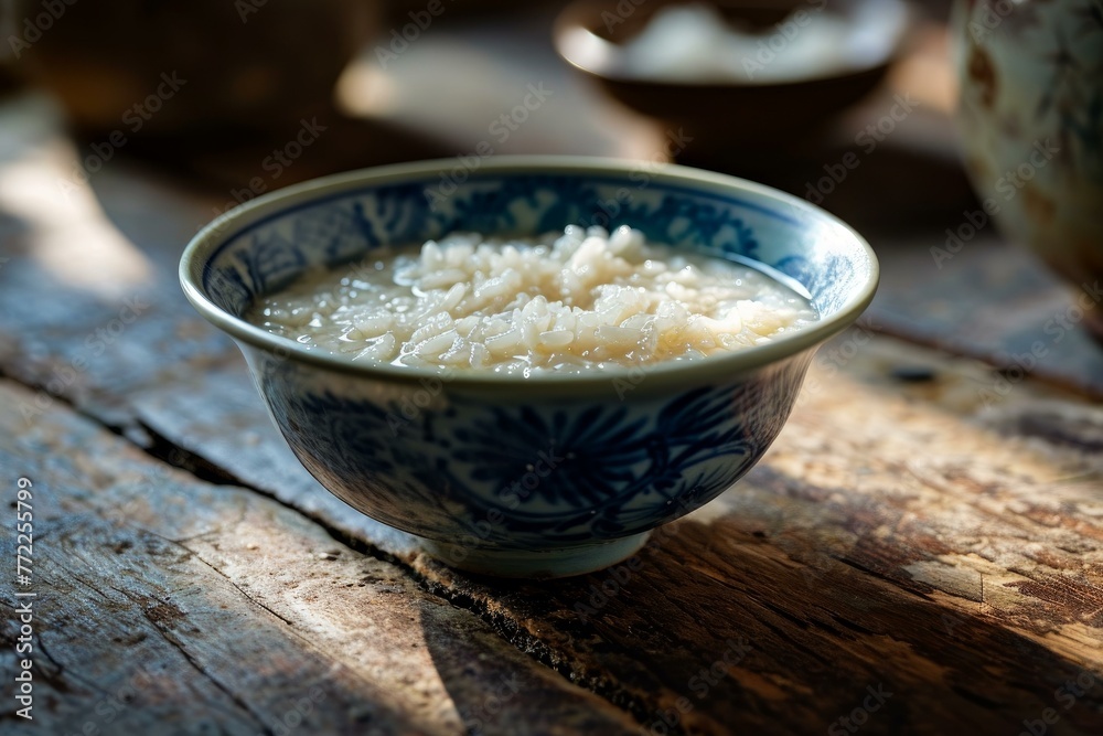 Milky-looking Rice soaked water. Skin cosmetic face. Generate AI Milky-looking Rice soaked water. Skin cosmetic face. Generate AI