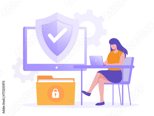 File management administration, data filing concept, folder, gallery, records, database, flat illustration vector template