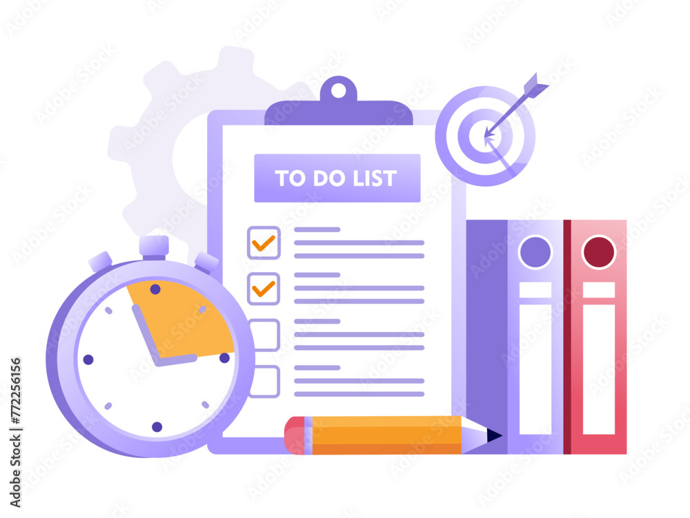 To do list agenda, reminder, target, checkmark, management, timeline, business planner, flat vector banner for landing page website To do list agenda, reminder, target, checkmark, management, timeline, business planner, flat vector banner for landing page website