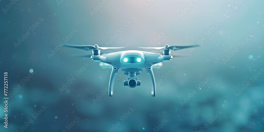 Fototapeta premium Drone Character Soaring Above Limitless Possibilities Capturing the World from a Unique Aerial Vantage Point