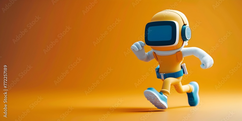 A fitness tracker character leaping into action motivating moves with a vibrant futuristic look on a clean isolated background A fitness tracker character leaping into action motivating moves with a vibrant futuristic look on a clean isolated background