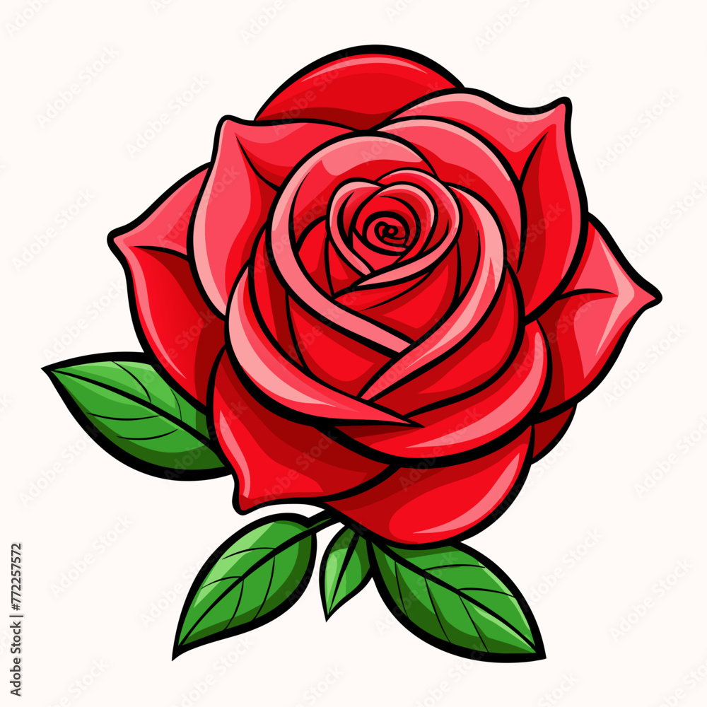 Elegant Red Rose: Isolated Vector with Delicate Silhouette Elegant Red Rose: Isolated Vector with Delicate Silhouette