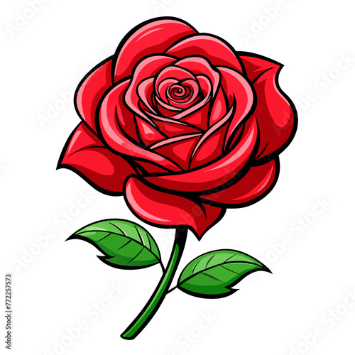 Elegant Red Rose  Isolated Vector with Delicate Silhouette