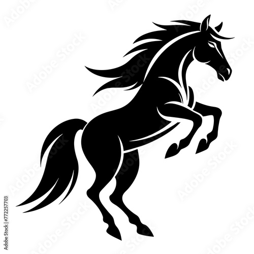 Fototapeta Naklejka Na Ścianę i Meble -  Equestrian Elegance: Vector Art Silhouette of Galloping Horse