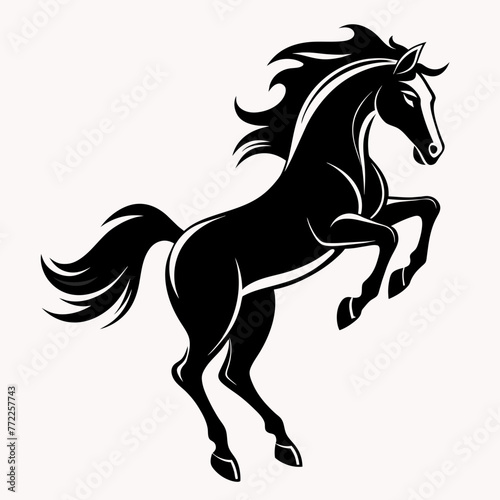 Fototapeta Naklejka Na Ścianę i Meble -  Equestrian Elegance: Vector Art Silhouette of Galloping Horse