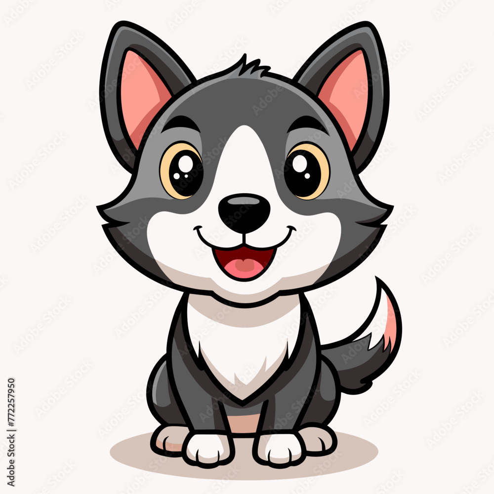 Cheerful Canine: Vector Art Silhouette of Smiling Dog Cheerful Canine: Vector Art Silhouette of Smiling Dog