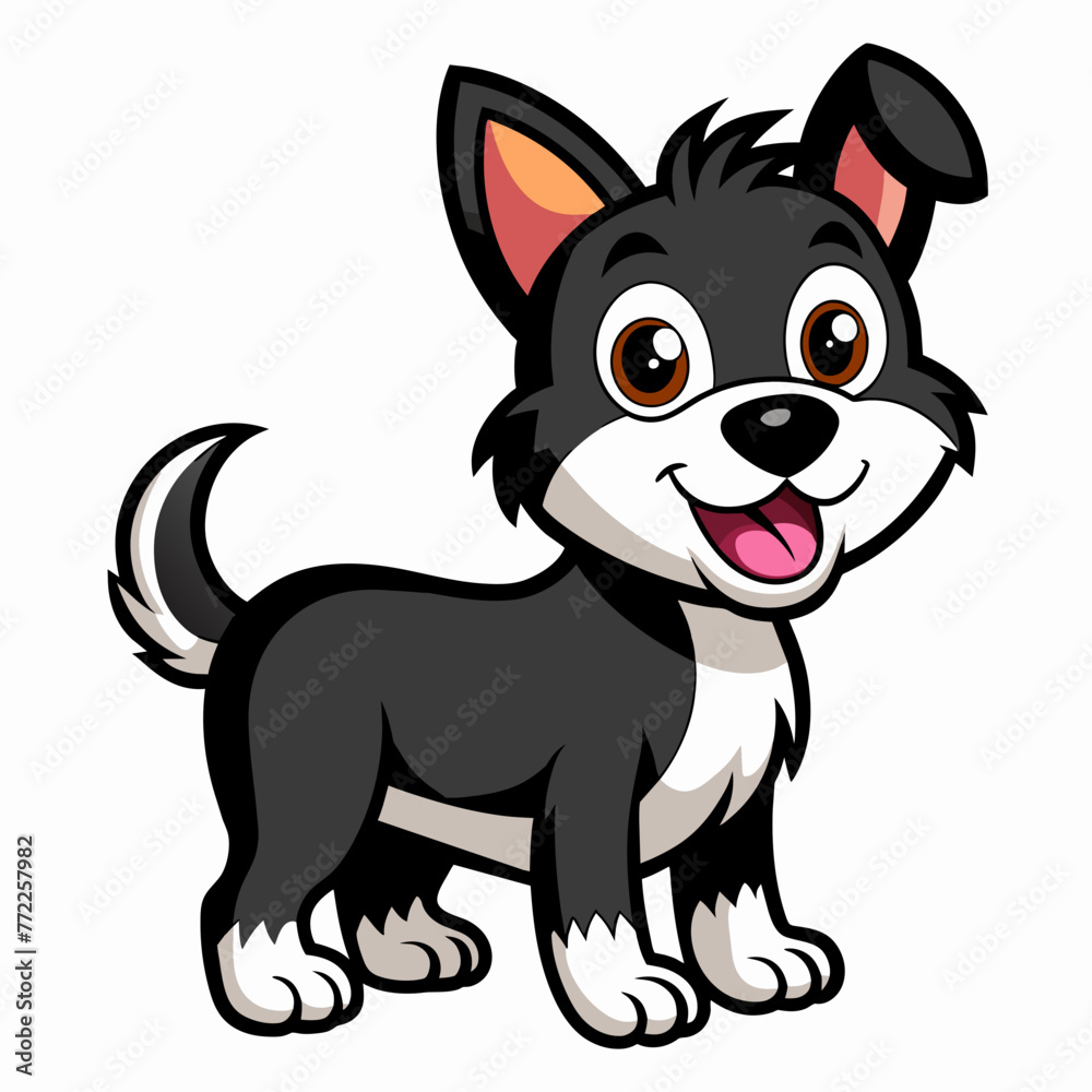 Cheerful Canine: Vector Art Silhouette of Smiling Dog Cheerful Canine: Vector Art Silhouette of Smiling Dog