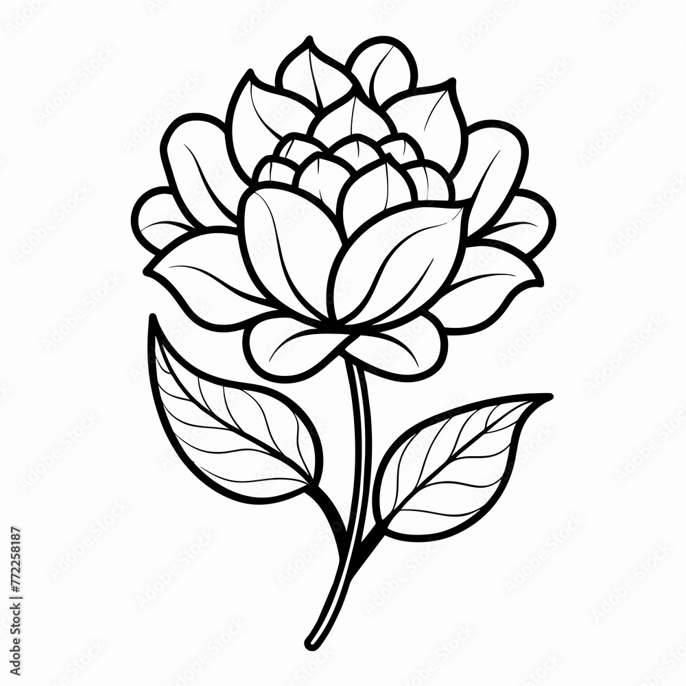 Fototapeta premium Monochrome Blossoms: Vector Silhouette Illustration of Flowers