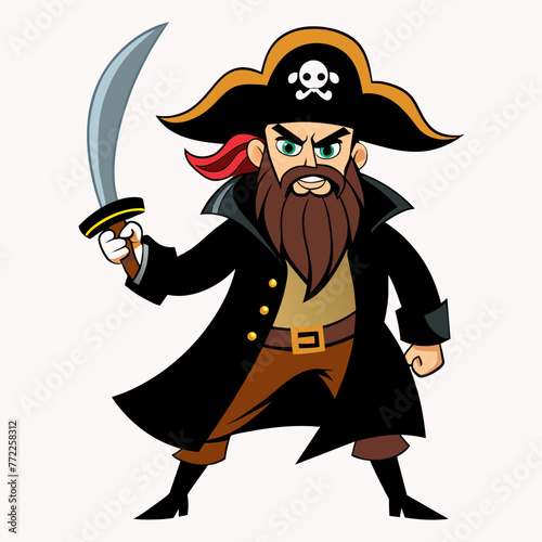 Swashbuckling Pirate: Vector Silhouette with Sword
