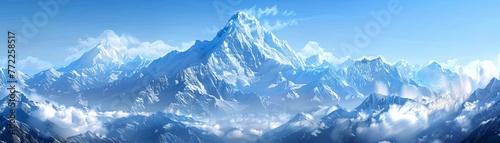 International Mountain Day card featuring majestic peaks against a sky-high blue background