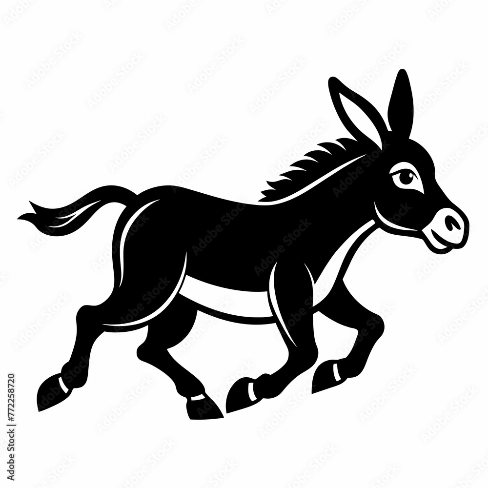 Majestic Equine: Vector Silhouette Illustration of a Noble Donkey Majestic Equine: Vector Silhouette Illustration of a Noble Donkey