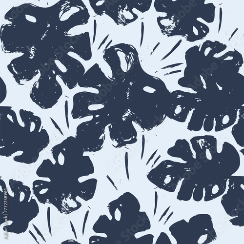 Seamless vector pattern with tropical palm leaves.
