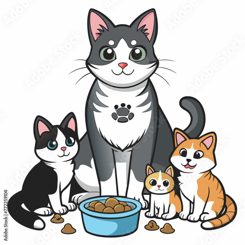 Feline Gathering: Vector Illustration of Cats Sitting Together
