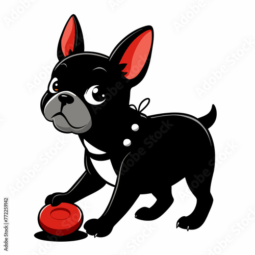 Dynamic Canine Joy: Vector Illustration of Dog Playfully Engaging with Ball