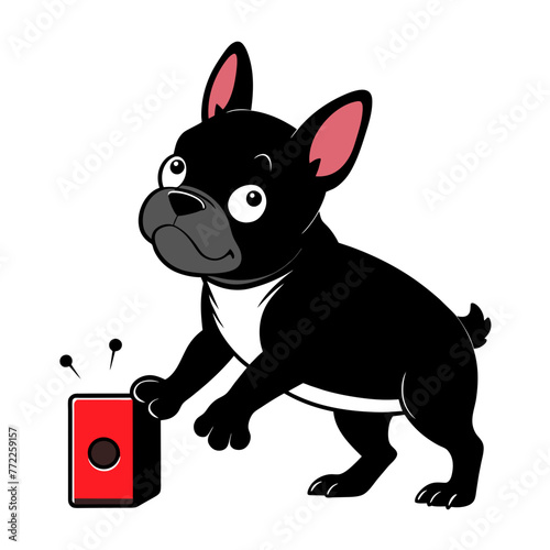 Dynamic Canine Joy: Vector Illustration of Dog Playfully Engaging with Ball