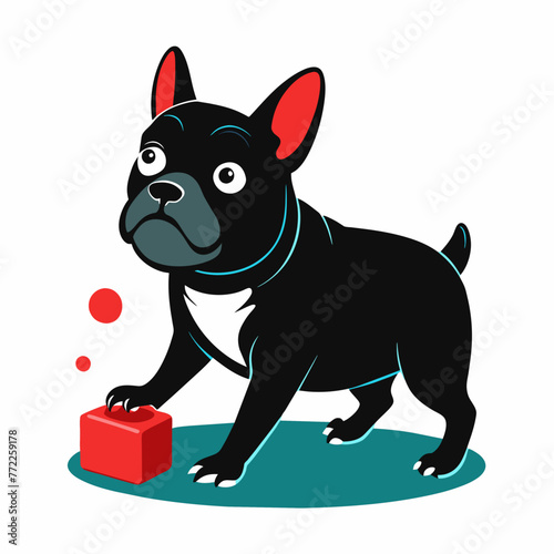 Dynamic Canine Joy: Vector Illustration of Dog Playfully Engaging with Ball