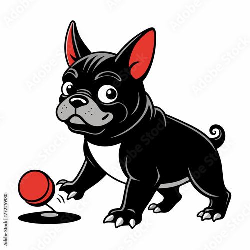 Dynamic Canine Joy: Vector Illustration of Dog Playfully Engaging with Ball