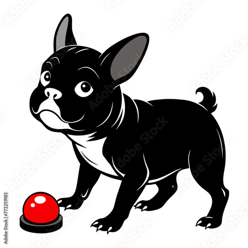 Dynamic Canine Joy: Vector Illustration of Dog Playfully Engaging with Ball