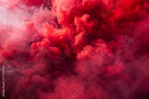 A red cloud of smoke with a red background