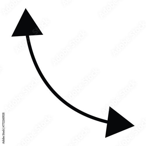 Semicircular curved thin long double ended arrow.. Replaceable vector design. Vector illustration. Eps file 27.