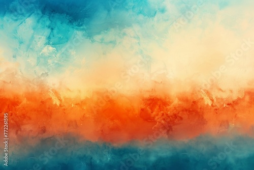 A painting of a sky with a blue and orange background